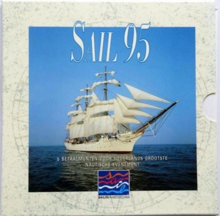 Nederland 5 betaalmunten (ECU's) Sail 95 in spec. blister, Postzegels en Munten, Penningen en Medailles, Overige materialen, Nederland