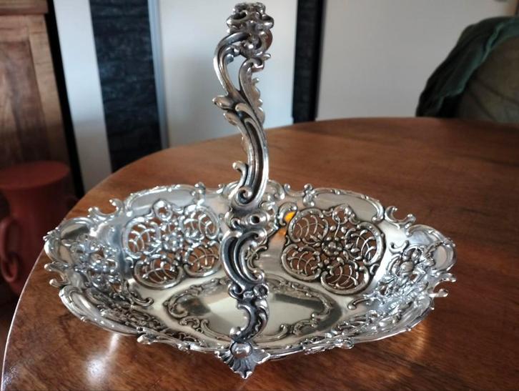 Verzilverde Broodmand met Handvat, Antiek en Kunst, Antiek | Goud en Zilver, Ophalen of Verzenden