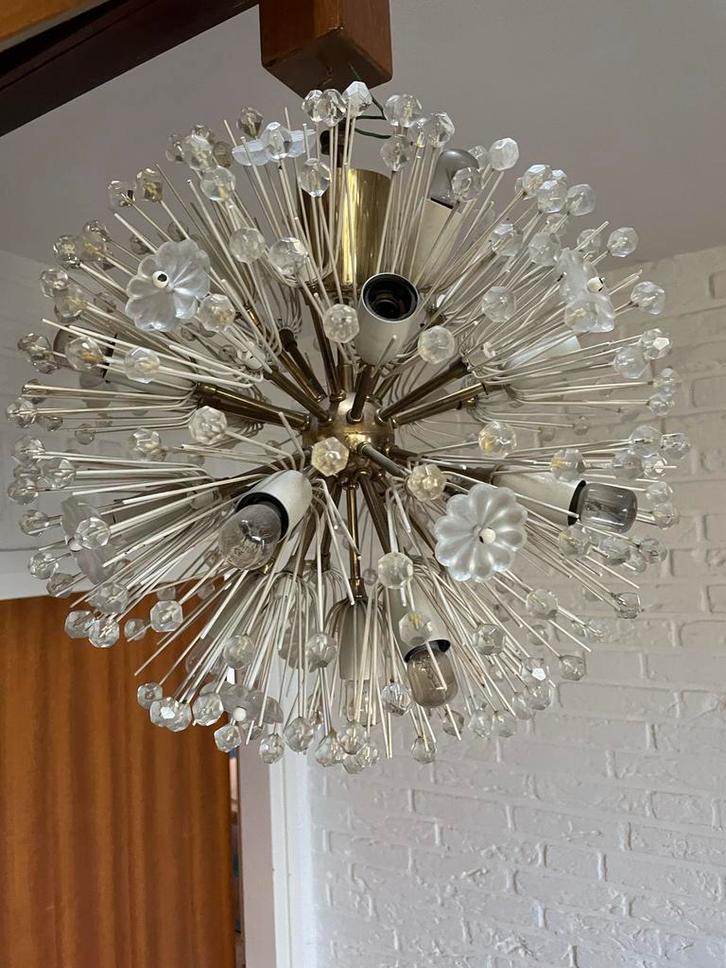 Sputnik Snowball Kroonluchter Emil Stejnar Rupert Nikoll, Huis en Inrichting, Lampen | Kroonluchters, Gebruikt, Glas, Ophalen