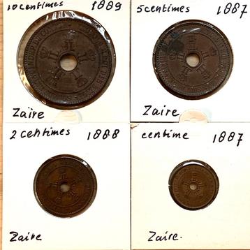 Belgisch Congo 1 2 5 & 10 Centimes 1887/1889 mooie kwaliteit beschikbaar voor biedingen