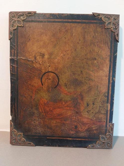 Antieke orthodox Icoon op Houten Paneel 18de of 19de eeuws, Antiek en Kunst, Antiek | Religie, Ophalen of Verzenden