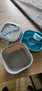 Lunchbox set - blauw en grijs, Ophalen of Verzenden, Zo goed als nieuw