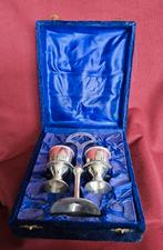jaren 70 peper en zoutstel in orginele blauw fluwelen doos, Antiek en Kunst, Ophalen