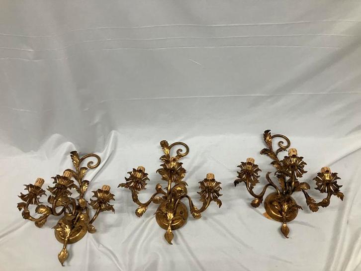 Hans Kögl florale wandlampen in de Hollywood Regency rococo, Huis en Inrichting, Lampen | Wandlampen, Gebruikt, Metaal, Ophalen of Verzenden