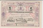 Oorlogs Bonnen Stad Oostende 1915 5 franc en 20 francs, Postzegels en Munten, Bankbiljetten | Europa | Niet-Eurobiljetten, Frankrijk