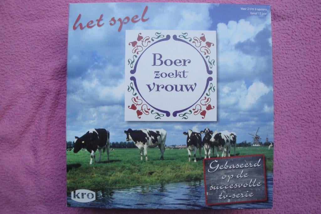 BOER ZOEKT VROUW BORDSPEL VAN KRO Voor 2 tot6sp. 3.95euro, Vijf spelers of meer, Ophalen of Verzenden, Zo goed als nieuw