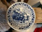 Antiek Delfts Royal Blue aardewerk wandbord wintertafereel, Antiek en Kunst, Ophalen of Verzenden