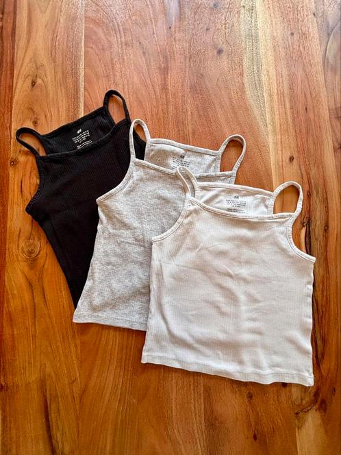 3 geribde topjes H&M, maat 134/140, Kinderen en Baby's, Kinderkleding | Maat 134, Gebruikt, Meisje, Shirt of Longsleeve, Ophalen of Verzenden
