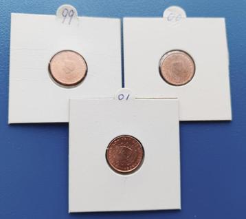 Nederland 3 x 1 €urocent 1999, 2000 en 2001  UNC   beschikbaar voor biedingen
