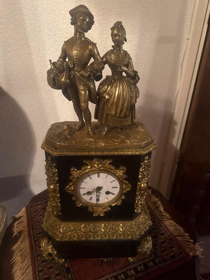 Antieke pendule met figuren, Antiek en Kunst, Antiek | Klokken, Ophalen