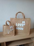 Stijlvolle jute tassen met leuke teksten!, Sieraden, Tassen en Uiterlijk, Tassen | Damestassen, Ophalen of Verzenden, Nieuw, Overige kleuren