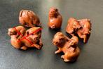 Ojimes in buxushout van varkentjes, Antiek en Kunst, Ophalen of Verzenden