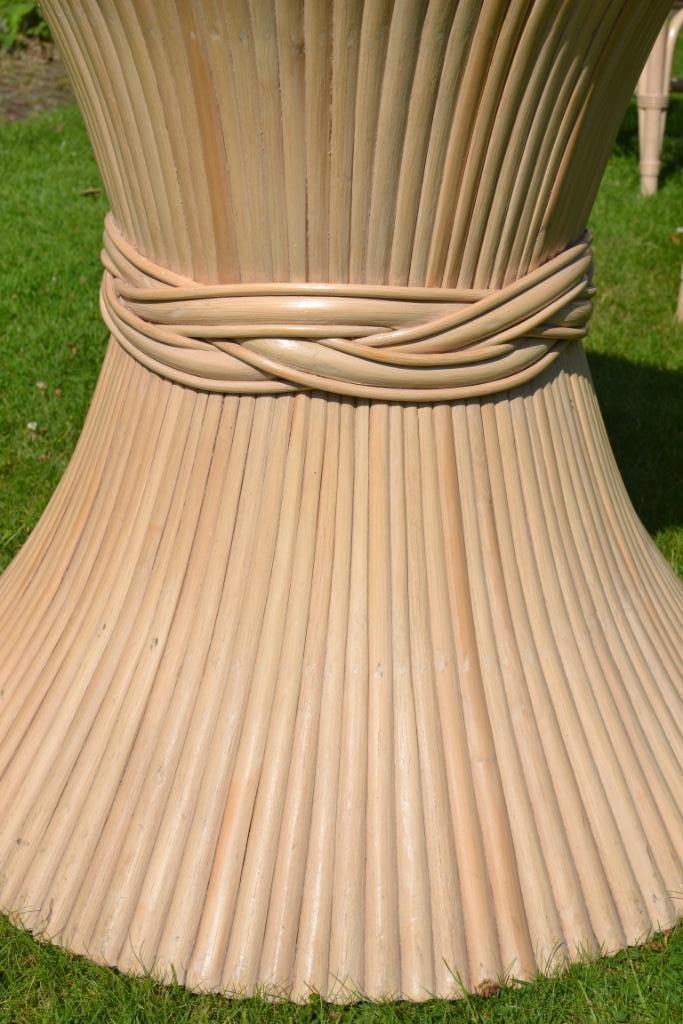 Hollywood Regency rotan bamboe tafel 4 stoelen korenschoof, Huis en Inrichting, Complete eetkamers, 4 tot 6 stoelen, Ophalen