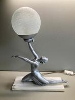 art deco stijl lady lamp jaren 70, Huis en Inrichting, Lampen | Tafellampen, Gebruikt, Art deco, Glas, Ophalen of Verzenden