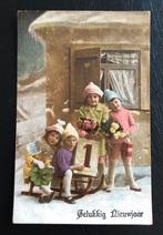 Gelukkig Nieuwjaar Kaart met kinderen uit 1924., Verzenden, 1920 tot 1940, Gelopen, Feest(dag)