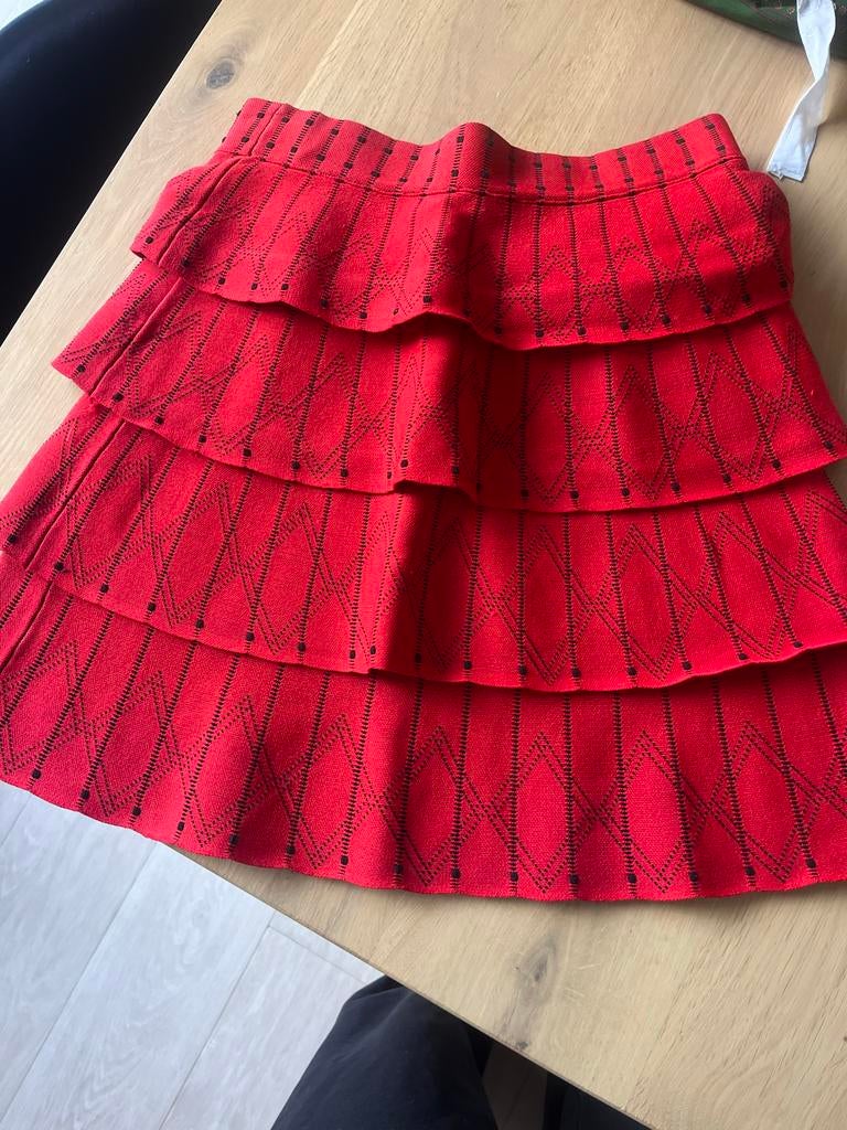 Rode rok met lagen - Maat M 38 Nikkie, Maat 38/40 (M), Ophalen of Verzenden, Zo goed als nieuw, Boven de knie
