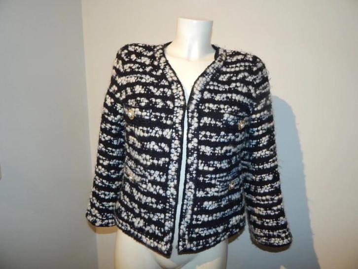 Edward Achour Paris chique blazer boucle look sier knopenI42, Kleding | Dames, Jasjes, Kostuums en Pakken, Zo goed als nieuw, Jasje