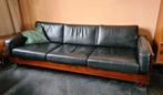 Vintage bank leer, Huis en Inrichting, Ophalen, Gebruikt, Driepersoons, 200 tot 250 cm