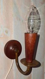 Deense teak/messing vintage wandlamp., Huis en Inrichting, Lampen | Wandlampen, Ophalen of Verzenden, Zo goed als nieuw
