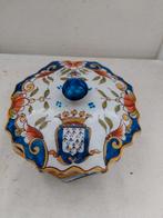 Franse handbeschilderde dekselpot met wapen., Antiek en Kunst, Antiek | Keramiek en Aardewerk, Ophalen of Verzenden