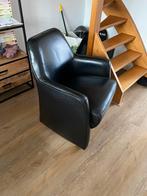 echte leer fauteuil zwart, Huis en Inrichting, Ophalen of Verzenden, Zo goed als nieuw