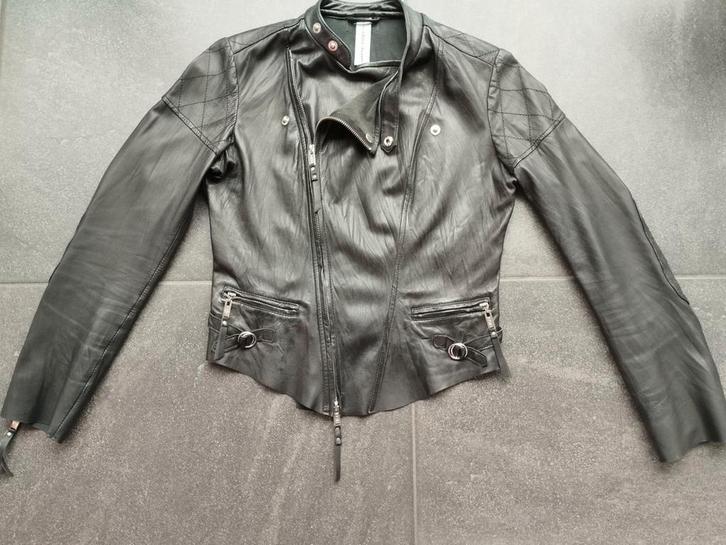 HIGH USE leren jasje mt 36/38, Kleding | Dames, Jasjes, Kostuums en Pakken, Gedragen, Jasje, Maat 38/40 (M), Zwart, Verzenden