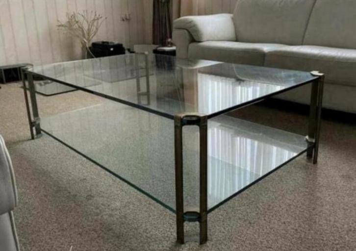 Glazen salon tafel Peter Ghyczy, Huis en Inrichting, Tafels | Salontafels, Zo goed als nieuw, Minder dan 50 cm, 50 tot 100 cm