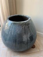 Blauw/grijs geglazuurde keramieken plantenpot, Ophalen, 40 cm of meer, Binnen, Zo goed als nieuw
