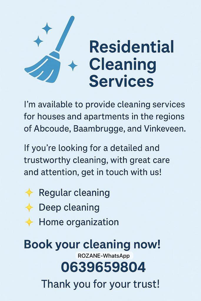 Schoonmaaker/cleaning services, Huis en Inrichting, Schoonmaakartikelen, Ophalen of Verzenden