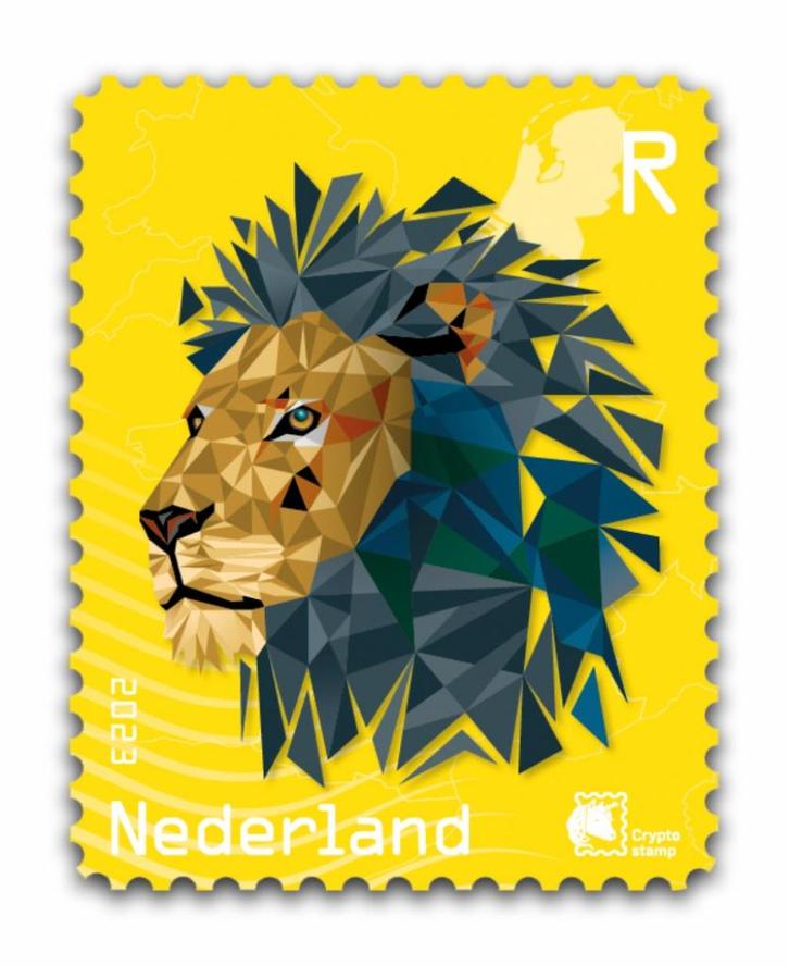 Crypto postzegel Leeuw 2023 Geel, Postzegels en Munten, Postzegels | Nederland, Postfris, Na 1940, Ophalen of Verzenden