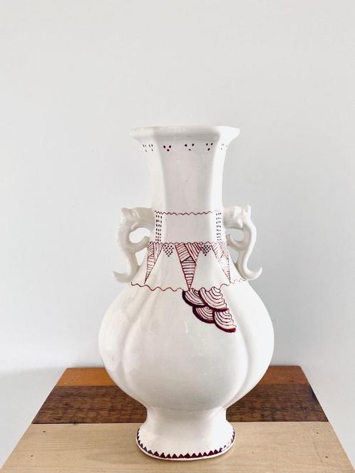 unieke handbeschilderde vintage vaas, Antiek en Kunst, Antiek | Keramiek en Aardewerk, Ophalen