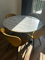 Marmeren eettafel met 4 stoelen, Huis en Inrichting, Tafels | Eettafels, Ophalen, Zo goed als nieuw, Rechthoekig, 50 tot 100 cm