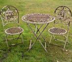 Brocante bistroset ijzer. Zware kwaliteit., Overige materialen, Gebruikt, Tuinset, Eettafel