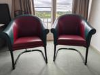 Vintage Slitta Salinan Poltrona Frau stoelen (2) groen/rood, Huis en Inrichting, Stoelen, Gebruikt, Twee, Overige kleuren, Ophalen of Verzenden
