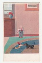 Teckels.  Teckel redt pop.  Kinderen.    Honden., Verzenden, 1920 tot 1940, Ongelopen, Overige thema's