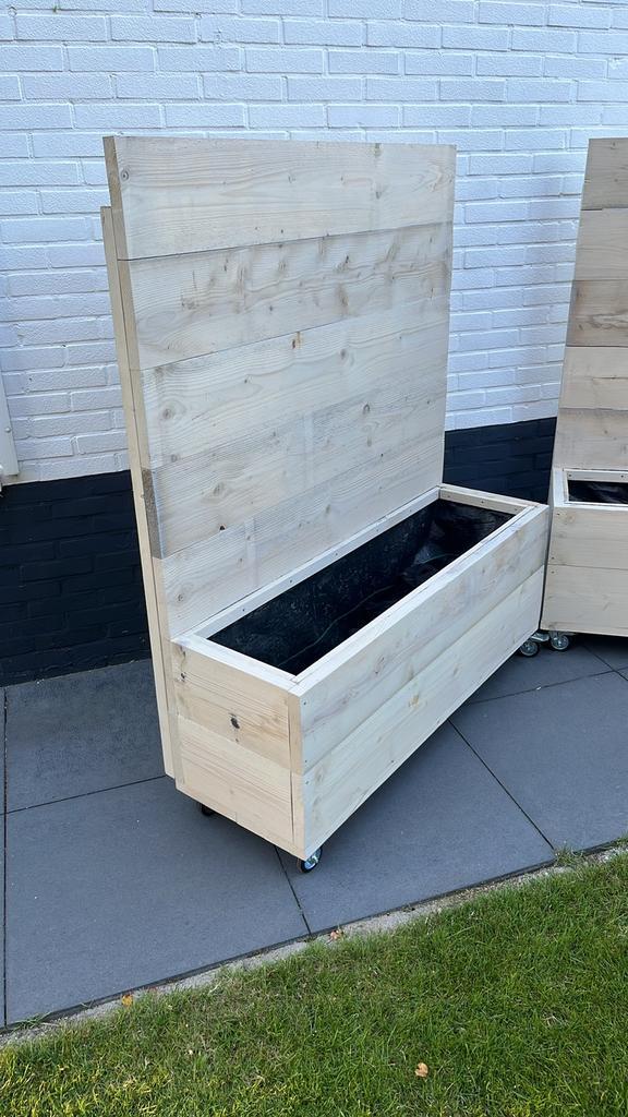 Plantenbak met schutting, Tuin en Terras, Bloembakken en Plantenbakken, Nieuw, Hout, Minder dan 60 cm, Rond, Verzenden