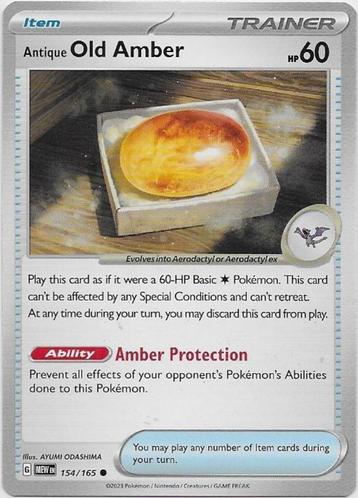 Pokemon 151,  Old Amber [uncommon] 154/165 beschikbaar voor biedingen