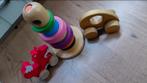 Houten stapeltoren met 2 houten auto's., Kinderen en Baby's, Speelgoed | Houten speelgoed, Ophalen