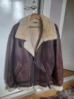 Vintage Shearling Bomber Jacket – Echt Leer & Schapenbont, Ophalen of Verzenden, Gedragen, Maat 52/54 (L), Bruin