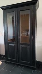 Vitrinekast glazen deuren eikenhout, Ophalen, Met deur(en), 100 tot 150 cm, Eikenhout