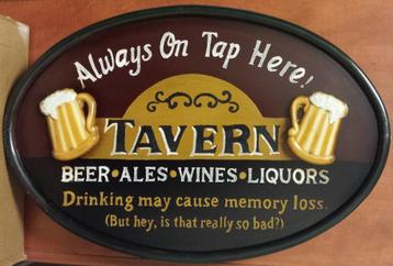Tavern always on tap bere bier houten pubbord wand decoratie beschikbaar voor biedingen