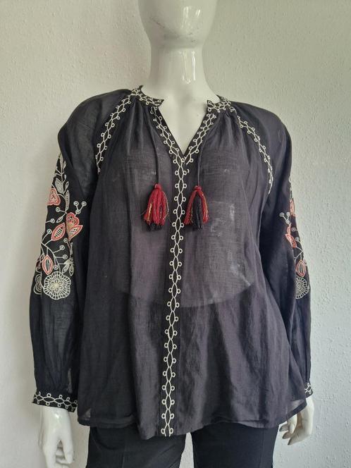 Summum top Sushi Voile Embroidery. Maat 42, Zwart, Kleding | Dames, Blouses en Tunieken, Zo goed als nieuw, Maat 42/44 (L), Zwart