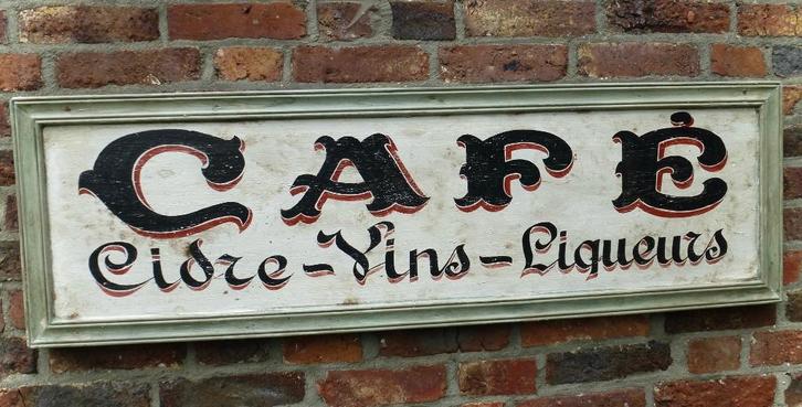 Handgeschilderd groot houten bord / Café Bar / Frankrijk, Verzamelen, Merken en Reclamevoorwerpen, Zo goed als nieuw, Reclamebord