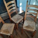 Vintage Eiken Eetkamerstoelen met Riet, Ophalen, Gebruikt, Bruin, Vintage