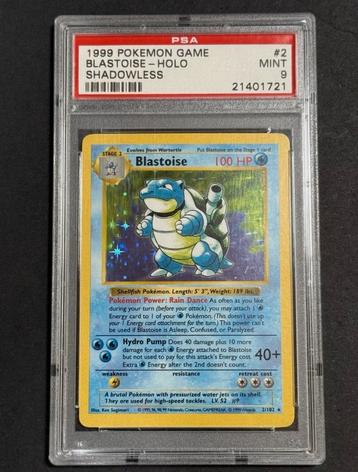 1999 Shadowless Base Set Blastoise Holo 2/102 PSA - 9 beschikbaar voor biedingen
