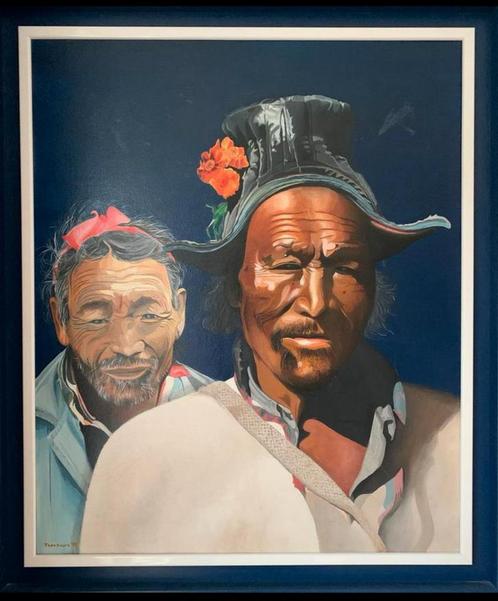 Theo Baars “Tibetaanse mannen”, Antiek en Kunst, Kunst | Schilderijen | Modern, Ophalen