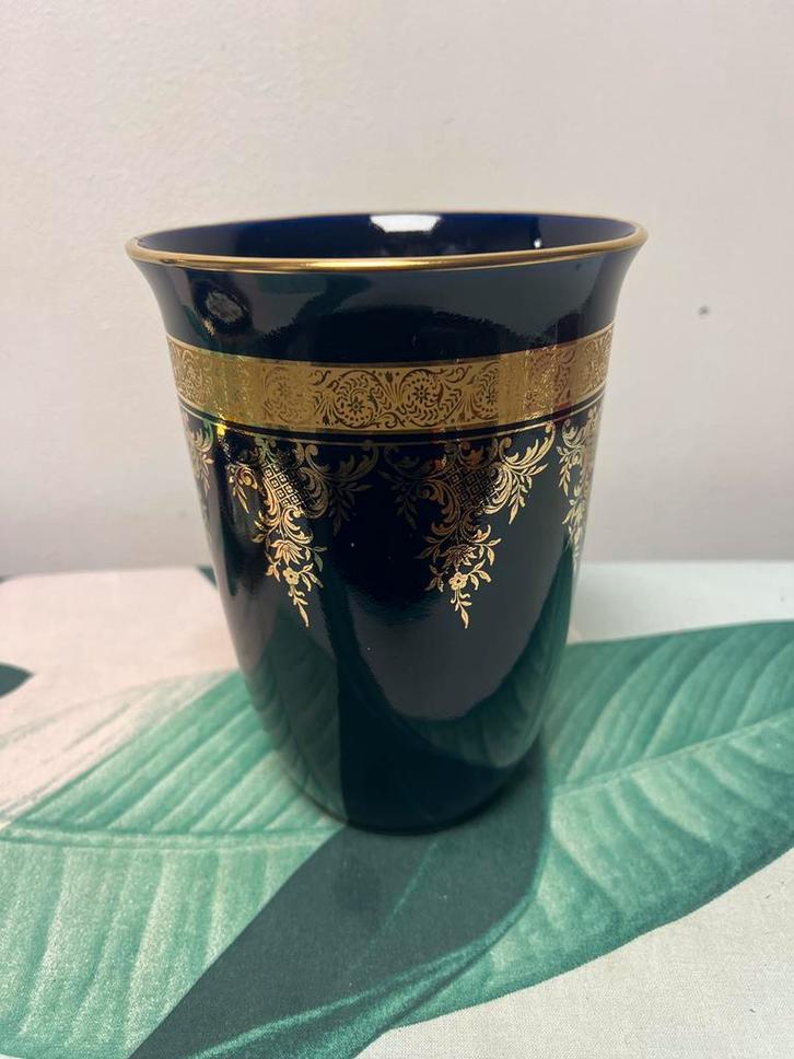 Limoges Vaas Kobaltblauw Goud, Antiek en Kunst, Antiek | Porselein, Ophalen of Verzenden