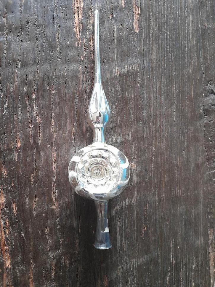 Mooie oude brocante zilverkleurige glazen deuk piek., Diversen, Kerst, Gebruikt, Ophalen of Verzenden