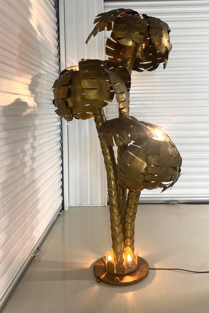 Grote vintage messing Maison Jansen vloerlamp 70’s, Huis en Inrichting, Lampen | Tafellampen, 75 cm of meer, Overige materialen