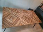 Eettafel hout, metalen poten, Huis en Inrichting, Tafels | Salontafels, Ophalen, 200 cm of meer, 50 tot 100 cm, Zo goed als nieuw